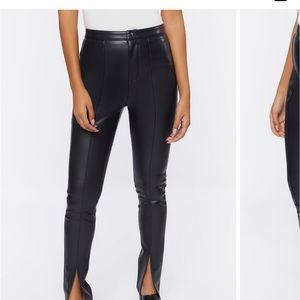 NWT Forever 21 Faux Leather Split Hem Pants
